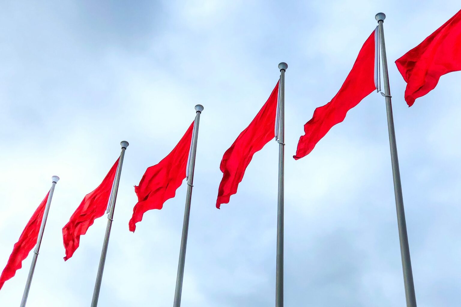 a row of red flags